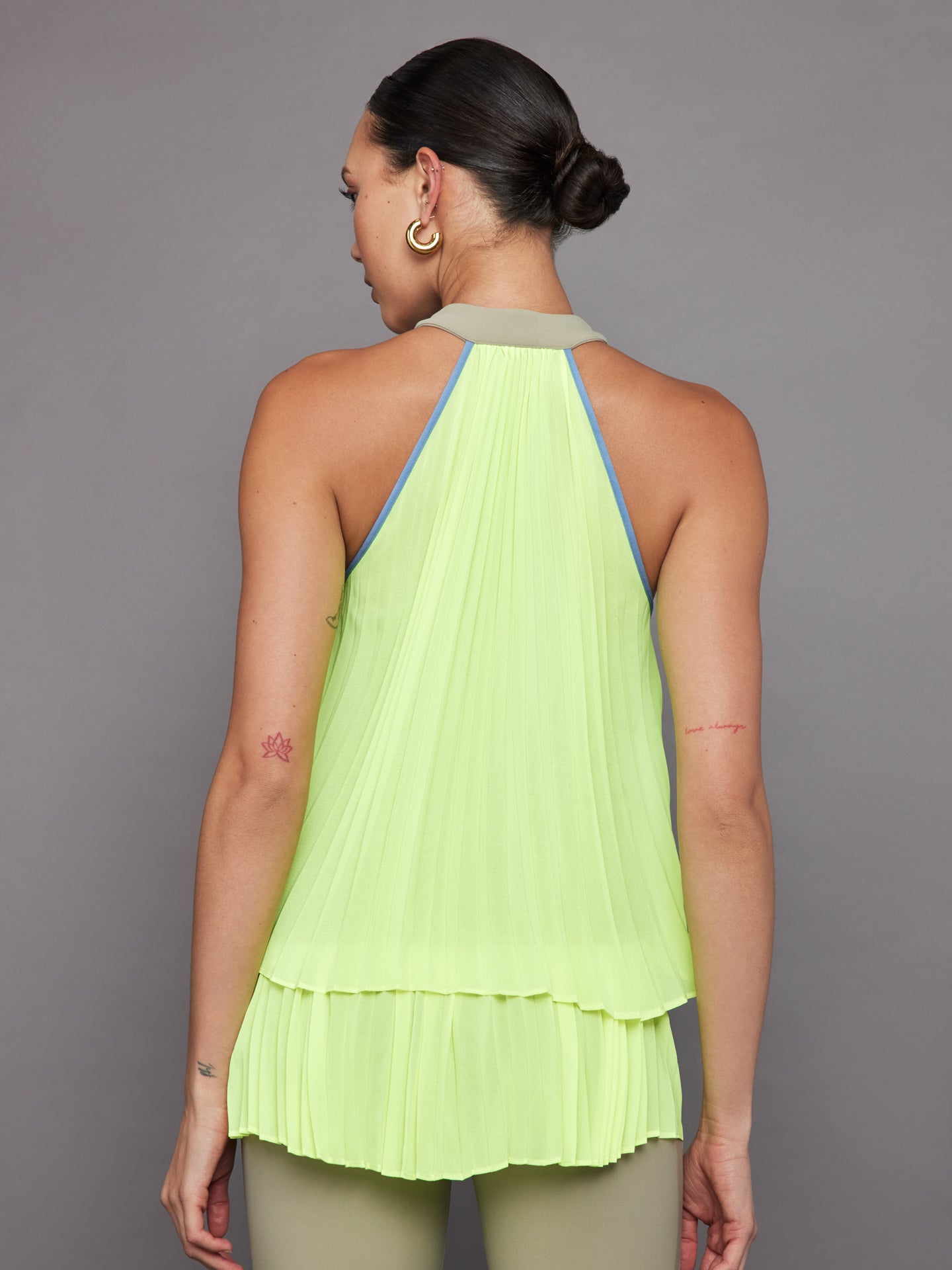 Pleated Back Tank in Melt | Silversage / Acid Lime