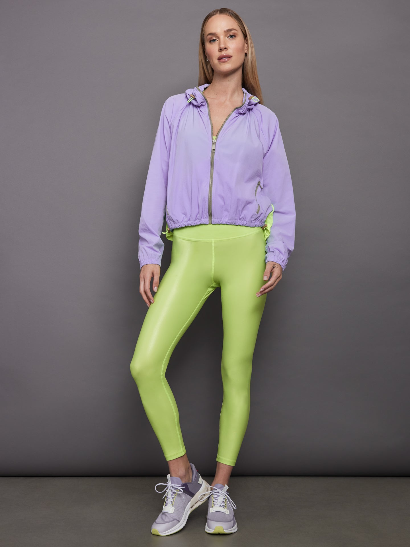Pleated Back Running Jacket | Sweet Lavender / Acid Lime