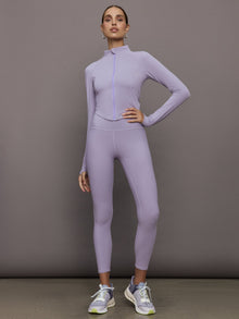 Mock Neck Corset Zip Top in Melt | Lavender Grey