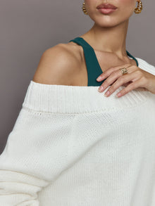 Carbon38 | Wool Blend Slouchy Knit Sweater | Off White