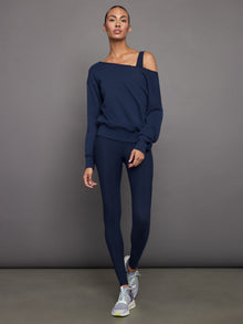 Off Shoulder Sweatshirt in French Terry | Navy Blazer
