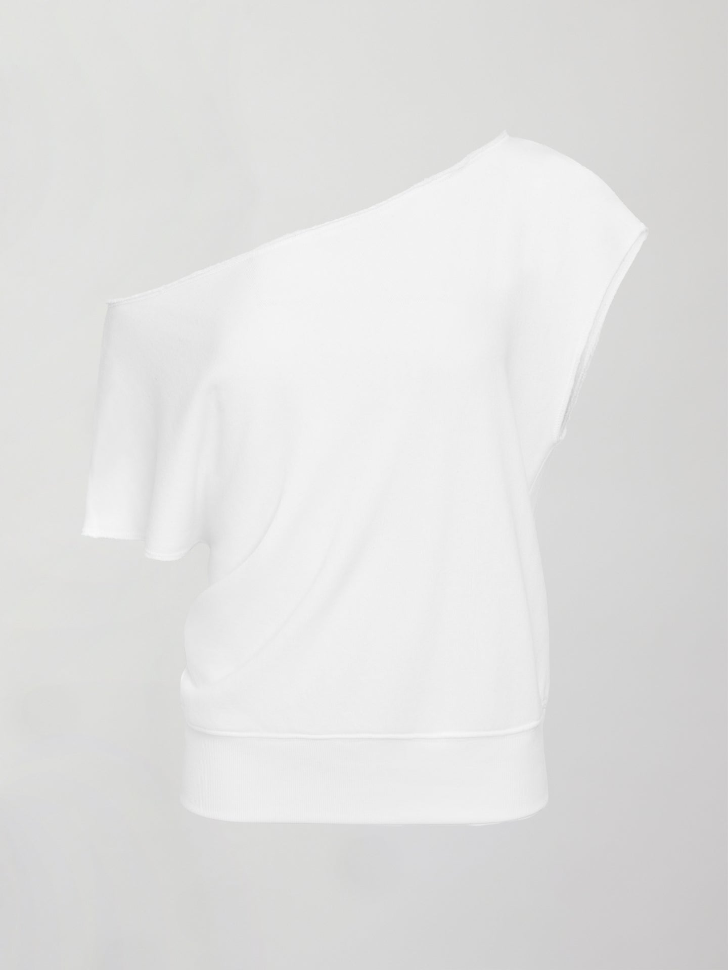 Carbon38 | Short Sleeve Off Shoulder Sweatshirt In French Terry | White