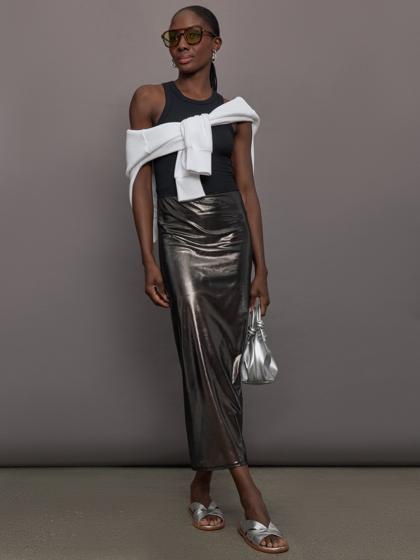 Silver Mesh Skirt | Grey Mesh