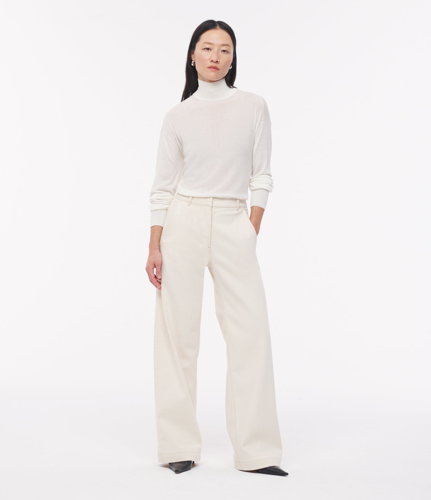 Another Tomorrow Carpenter Denim Pant in Ecru – Denim Women's Trousers