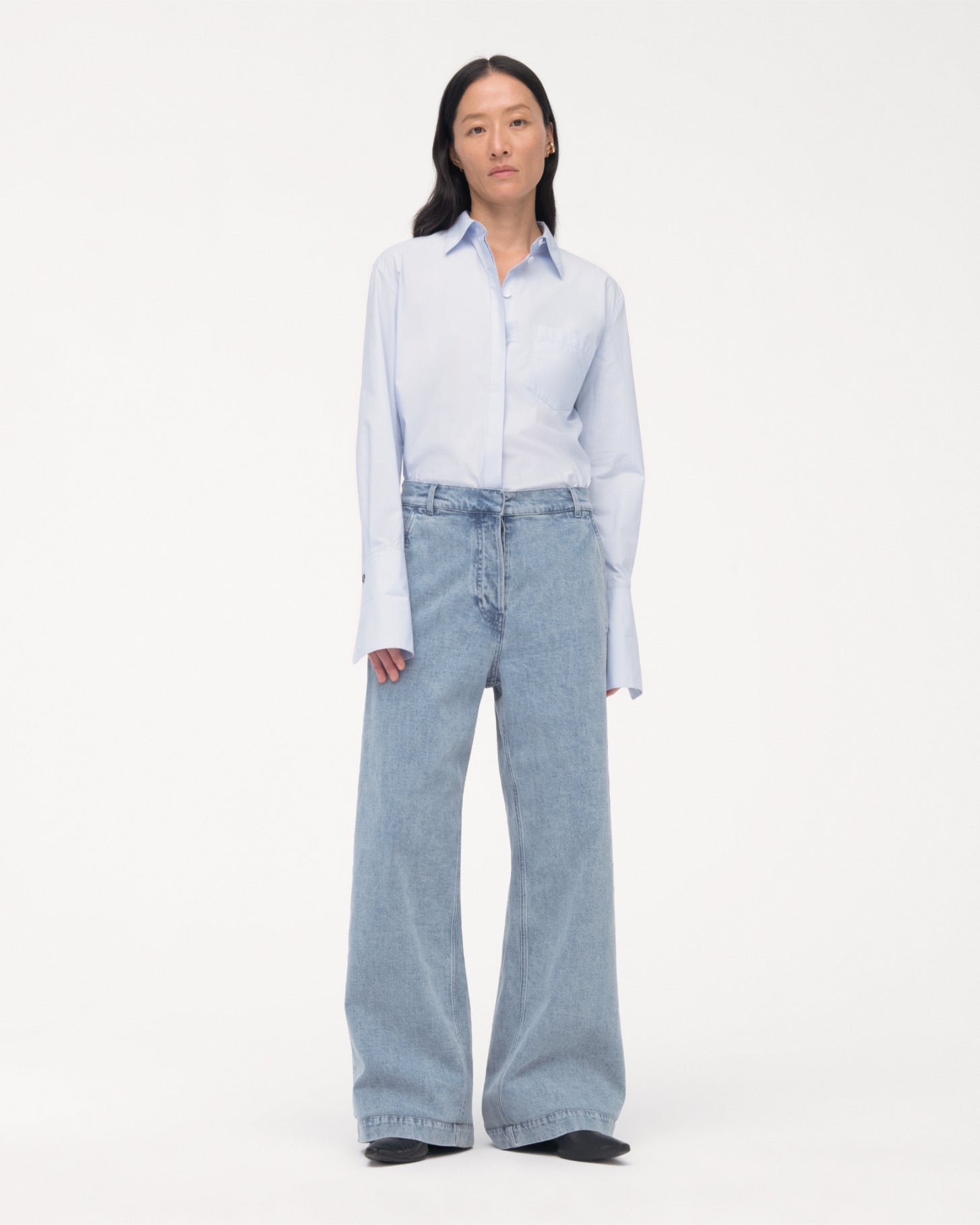 Another Tomorrow Boyfriend Denim Pant in Light Blue Wash – Denim Women's Trousers