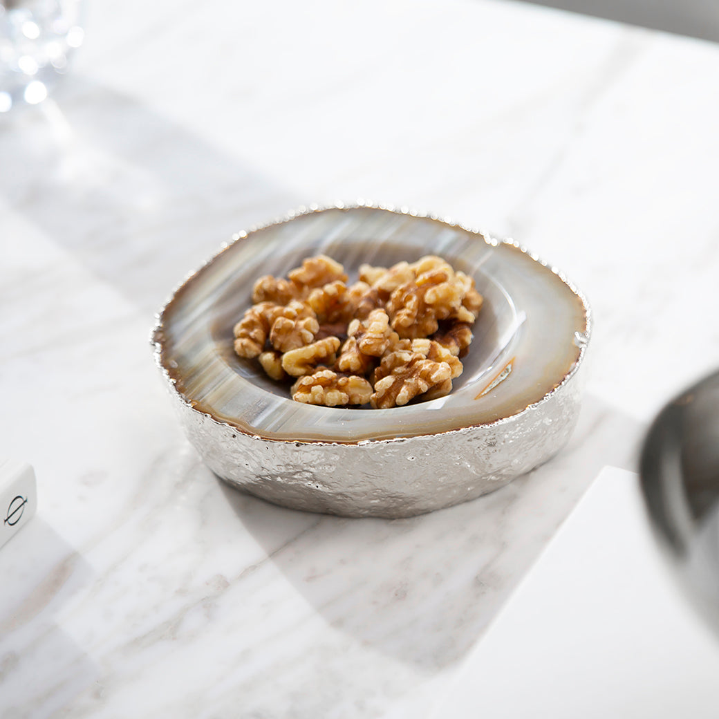 Cascita Bowl | Pure Silver-Plated | Natural Agate