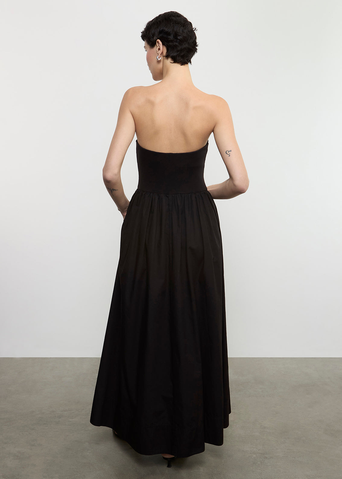Cotton Resort Strapless Dress | Black