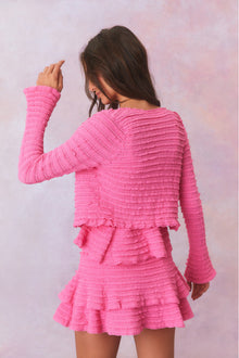 Womens | Celosia Cotton Gauze Flared Cardigan | Lovestruck Pink