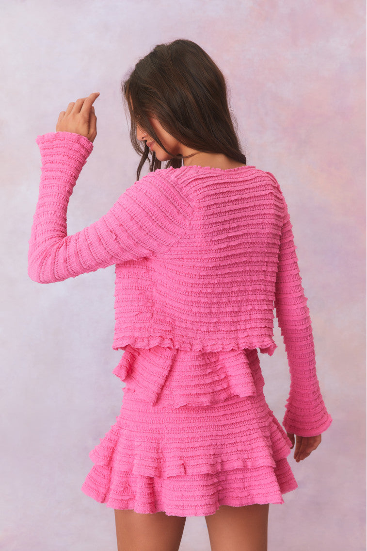 Womens | Celosia Cotton Gauze Flared Cardigan | Lovestruck Pink