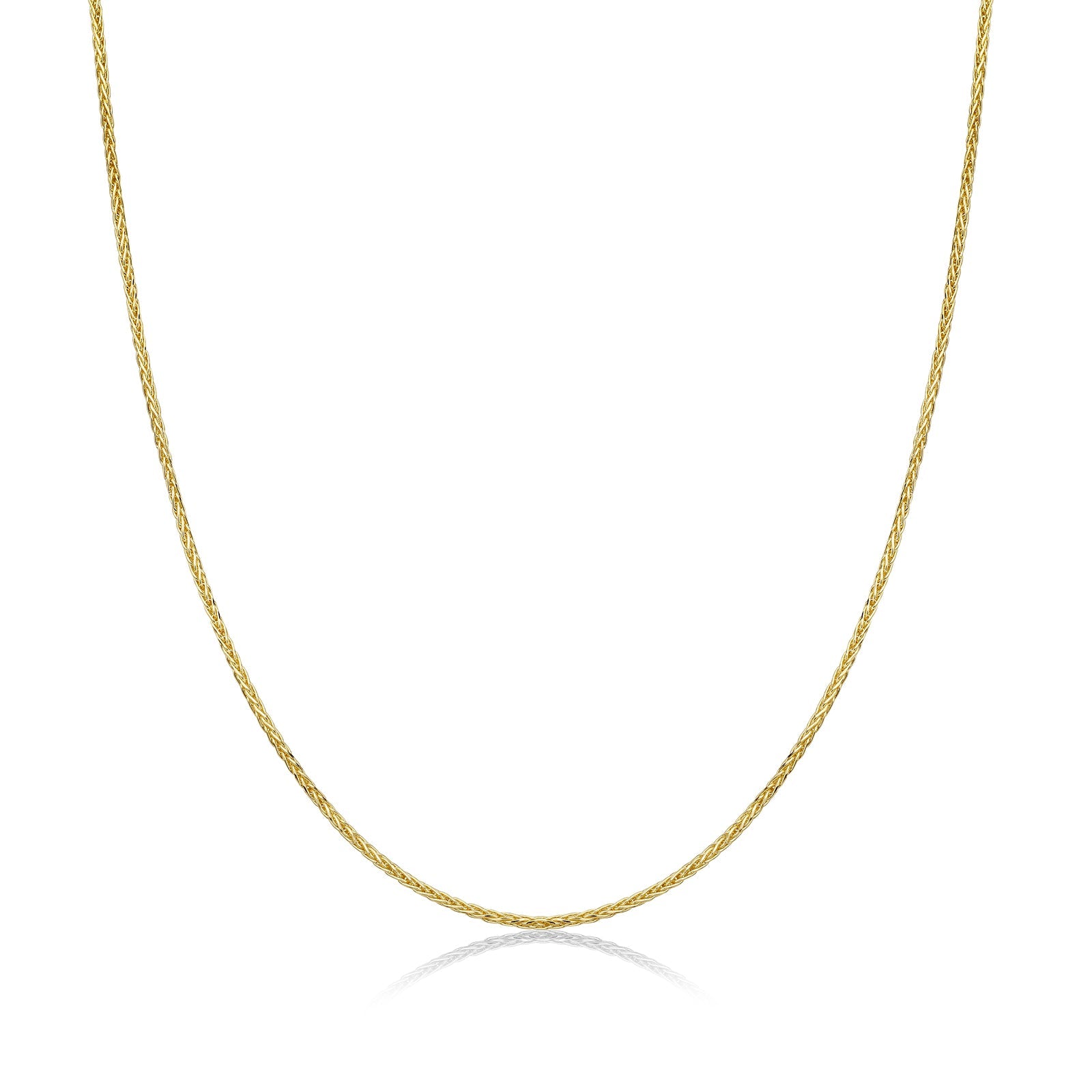 14k gold Wheat Chain Necklace on a white background