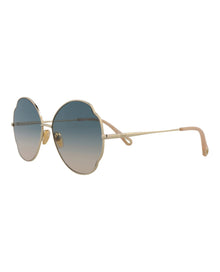 Chloe Round Metal Sunglasses | Gold