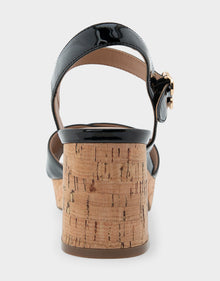 Cosmos Sandal | Black Patent Faux Leather