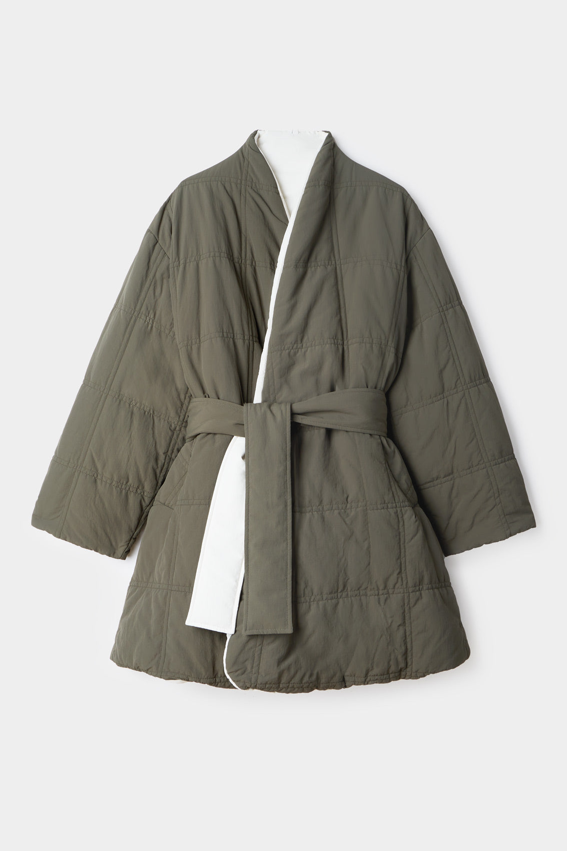 Reversible Blanket Coat | Women | White x Military Green