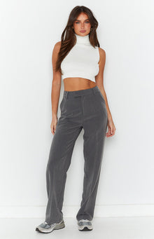 Cabo Straight Leg High Waisted Tailored Pant | Grey