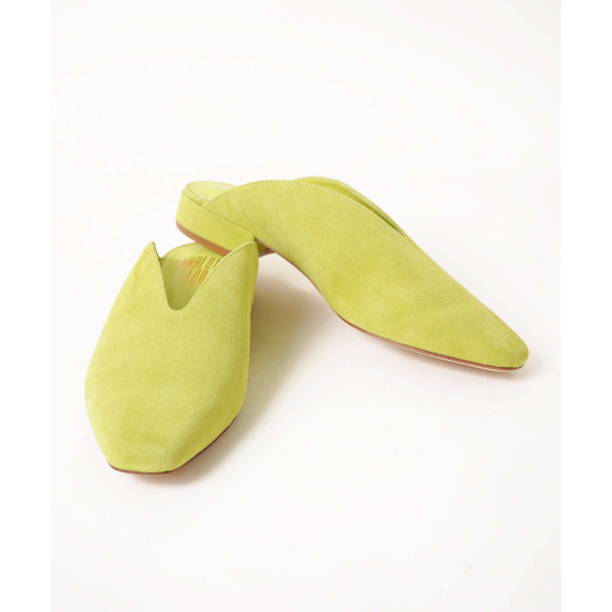 Calvin Flat Slide Mule | Pale Lime