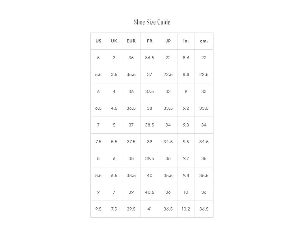 Product size guide