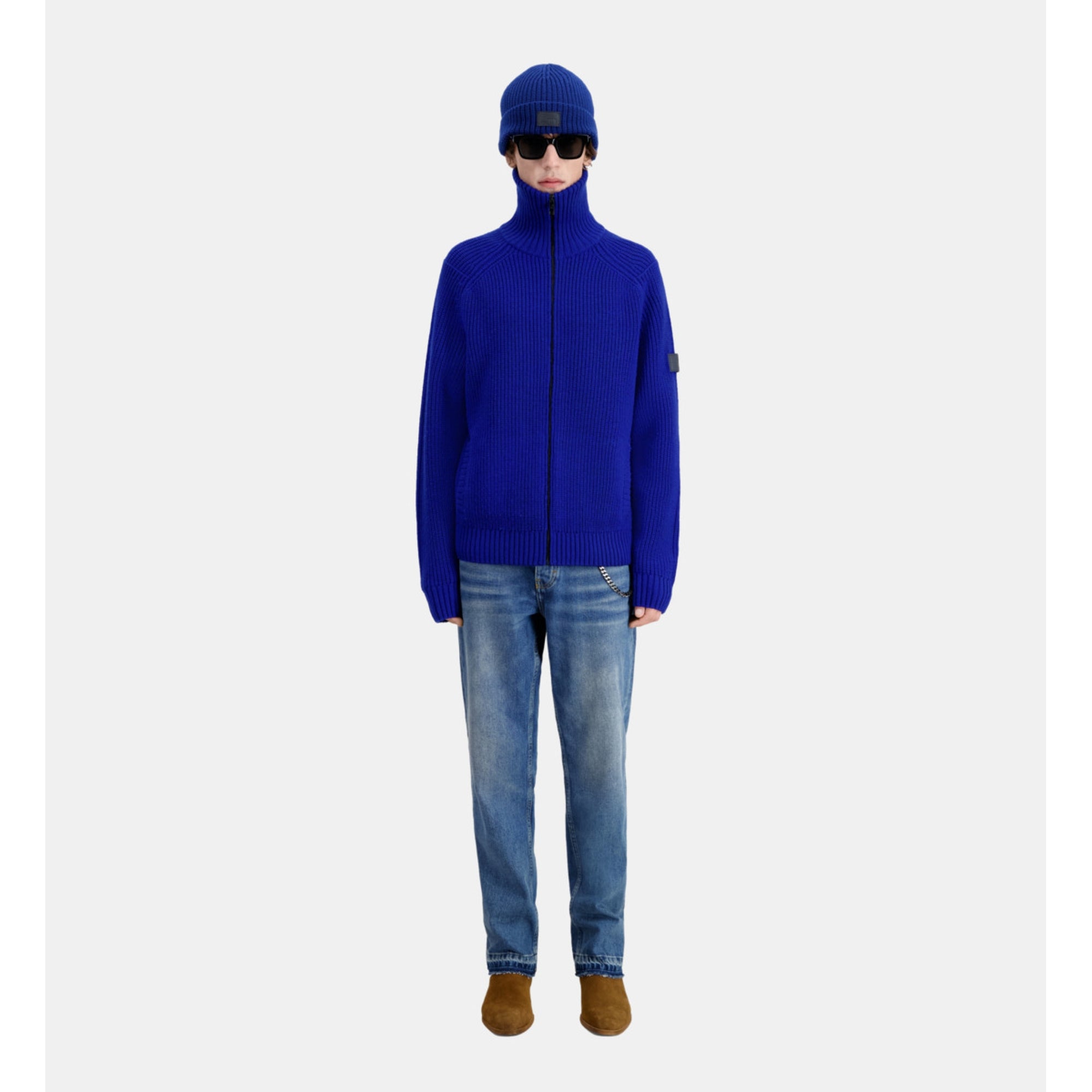 Cardigan With Zipper | Men | Electric Blue