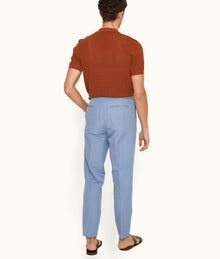 Carsyn Slim Fit Tapered Cotton-Linen Trousers Woven | Springfield Blue