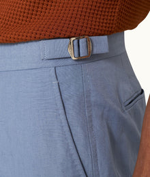 Carsyn Slim Fit Tapered Cotton-Linen Trousers Woven | Springfield Blue
