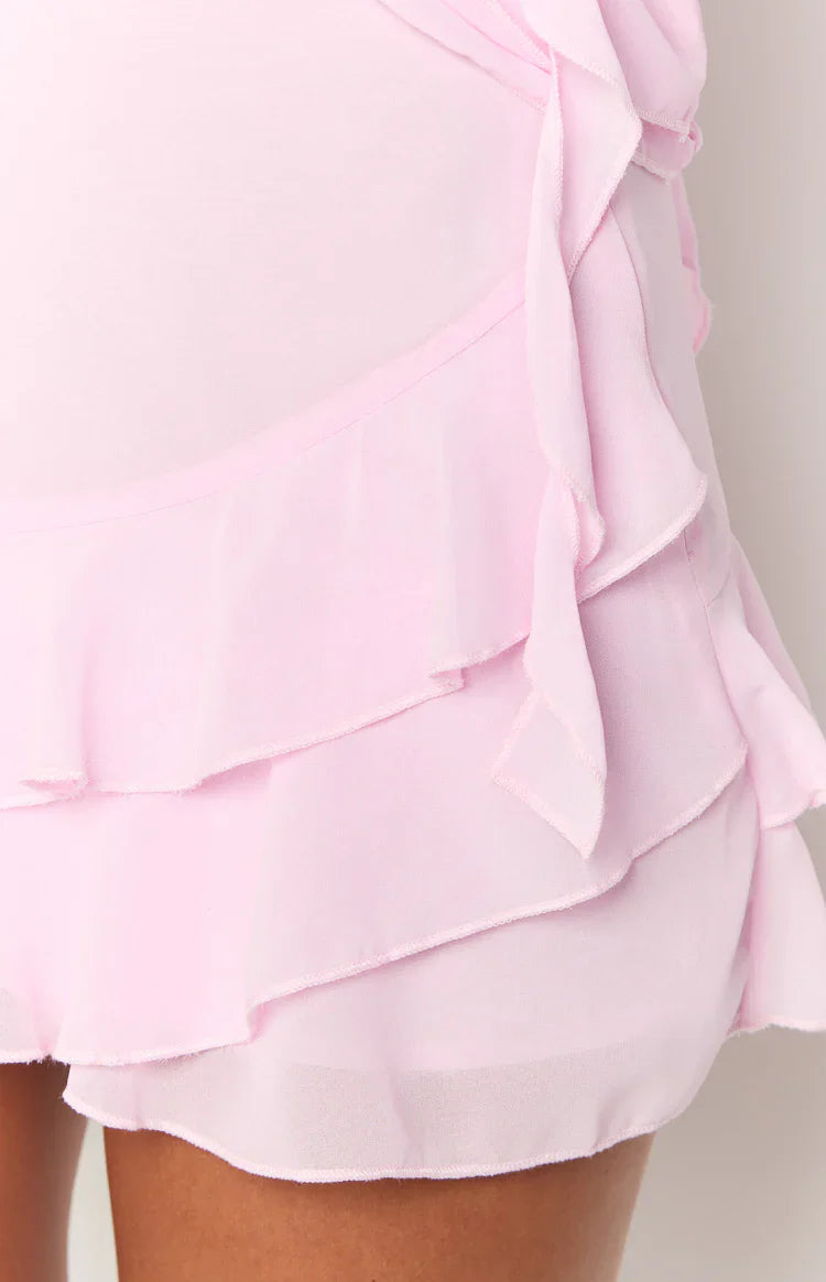 Caspian Chiffon Mini Skirt | Pink