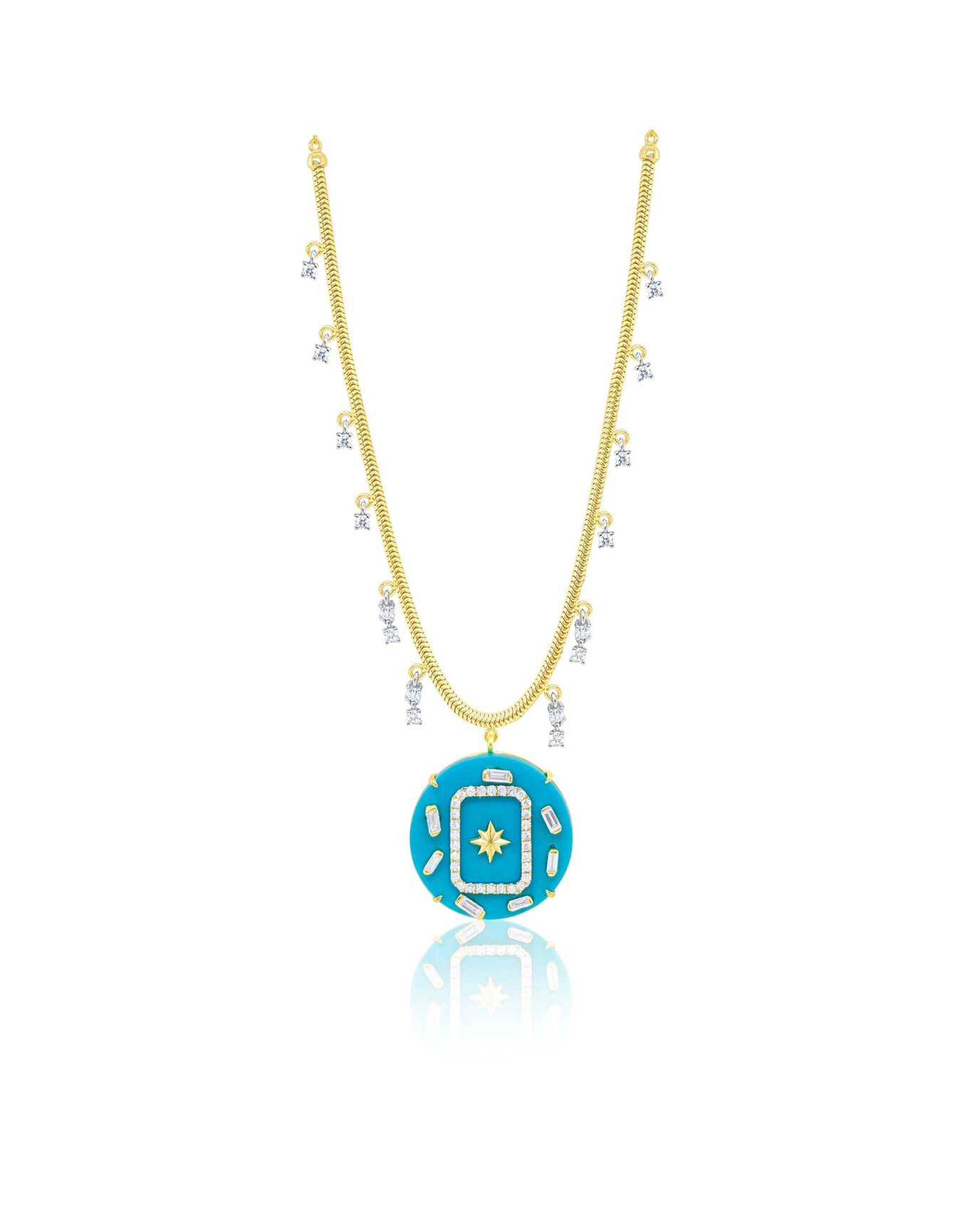 Celestial Pendant Snake Chain Necklace | Turquoise