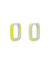 Chain Link Huggies - Neon Yellow - Silver | Plated Silver