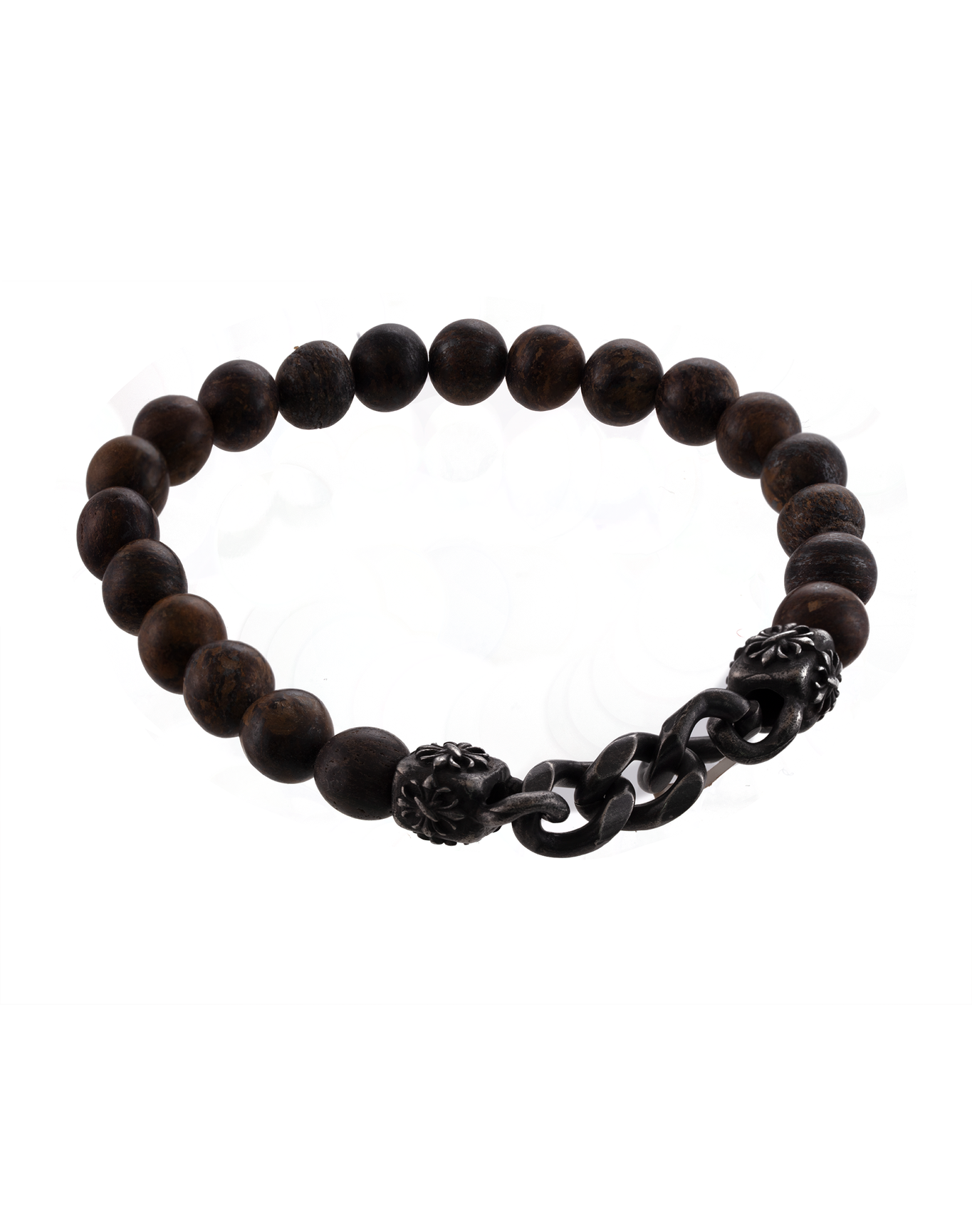 Chain and Beads Stretch Bracelet | Brown