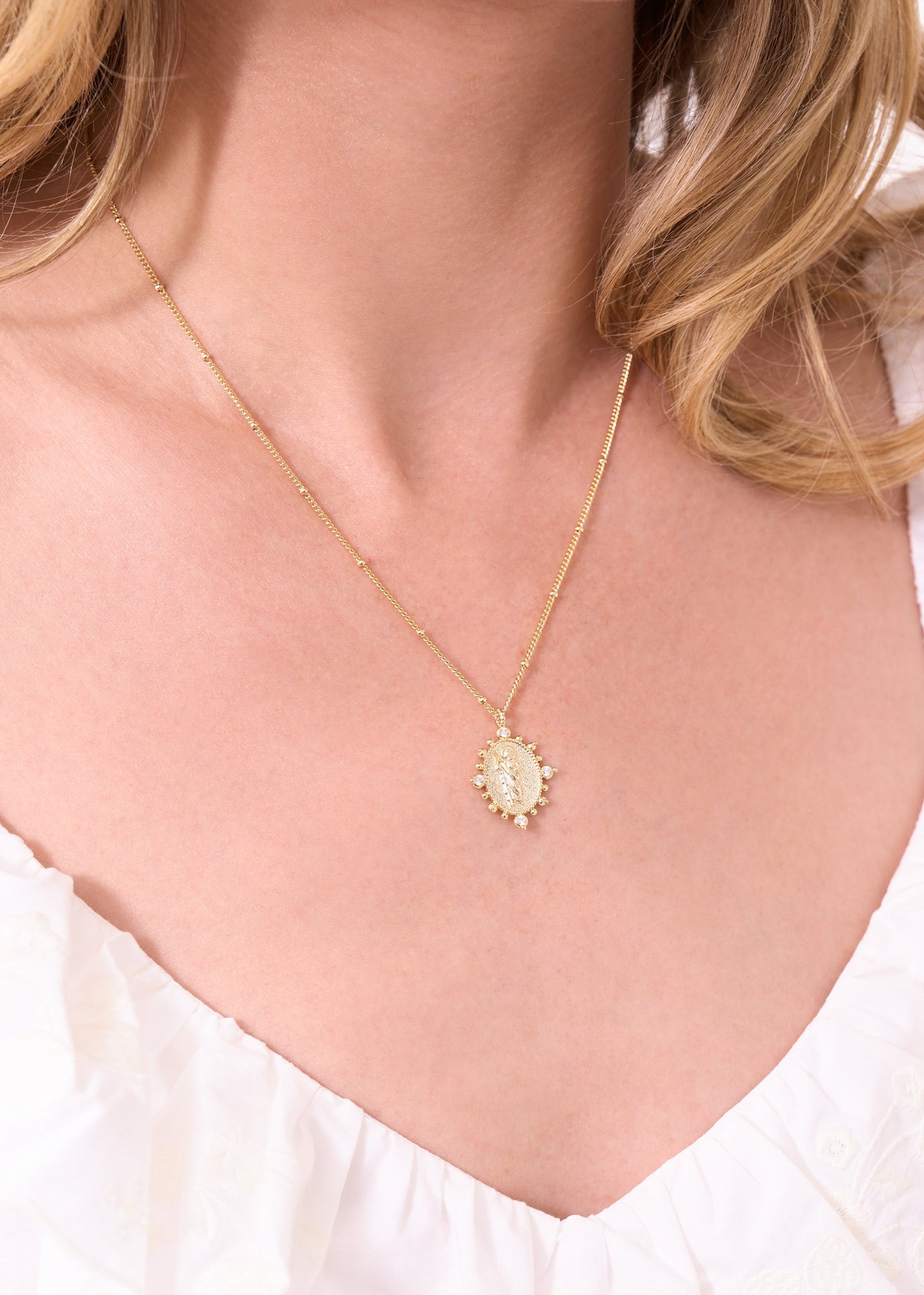 Chapel Necklace | Clear Crystal | 14K Gold Plated