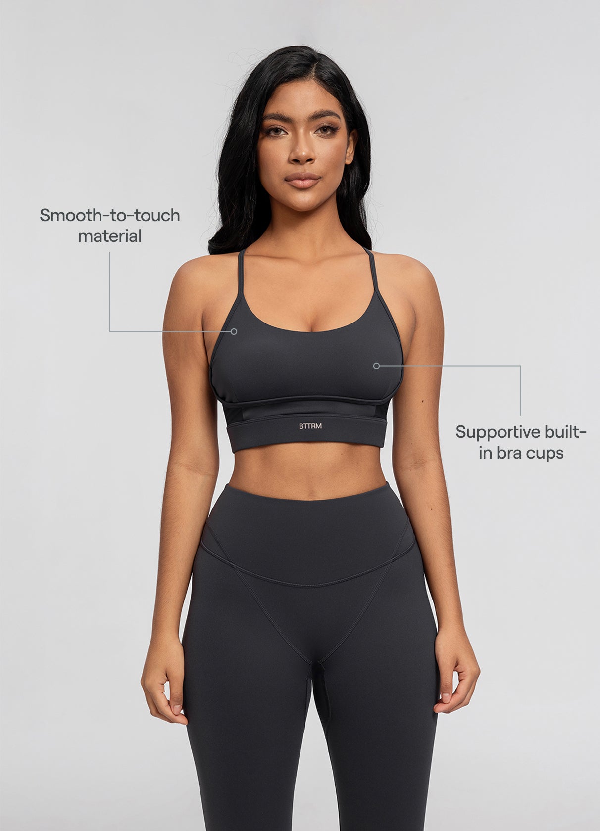 Seamless Crossback Bra | Charcoal