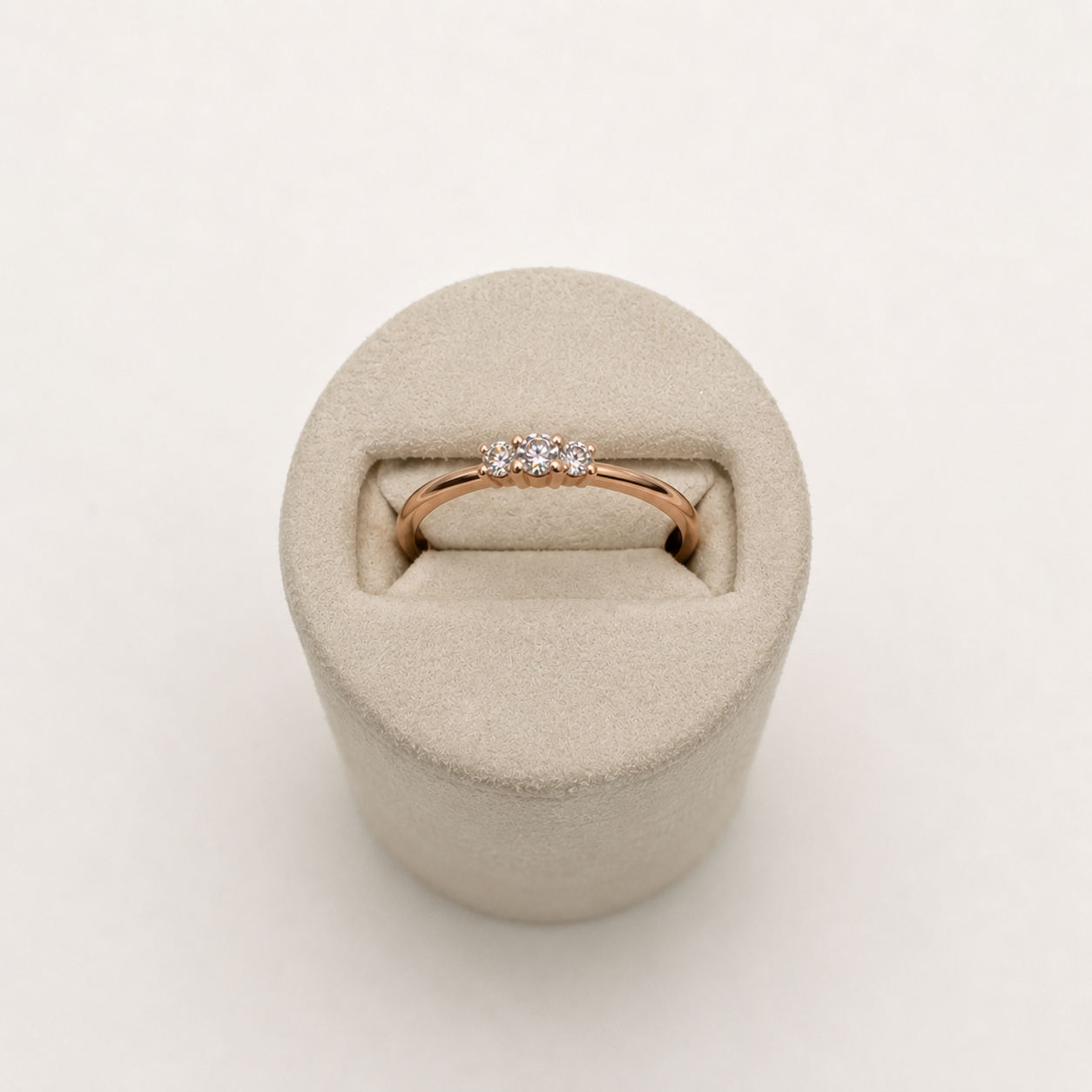 Round Diamond Trio Ring | 14K Rose Gold | Round White Diamond