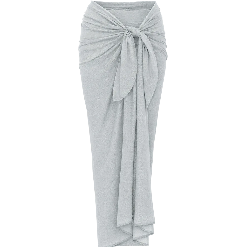 Nyla Pareo Long Skirt | White Terry Sheen