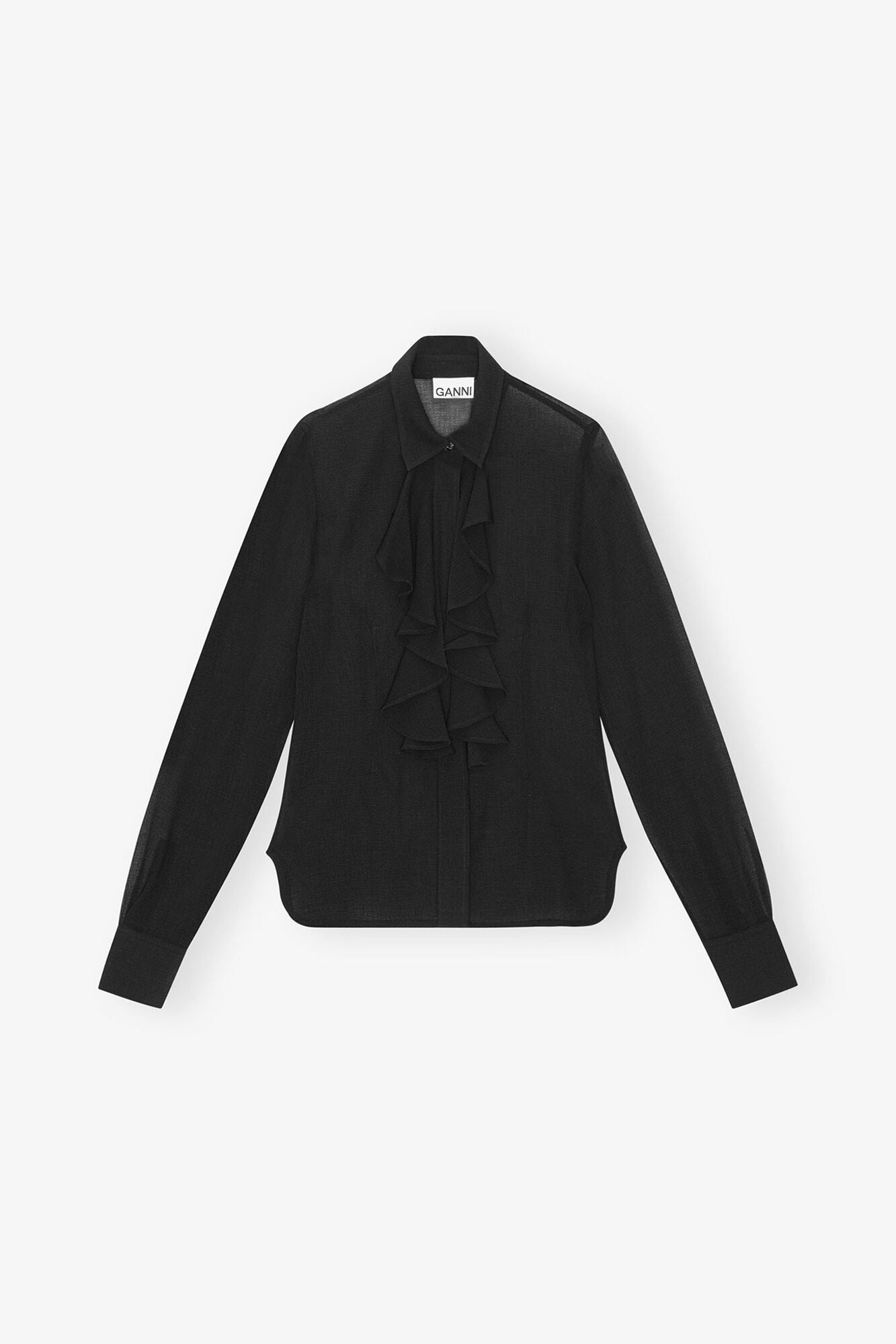 Chiffon Ruffle Shirt | Black
