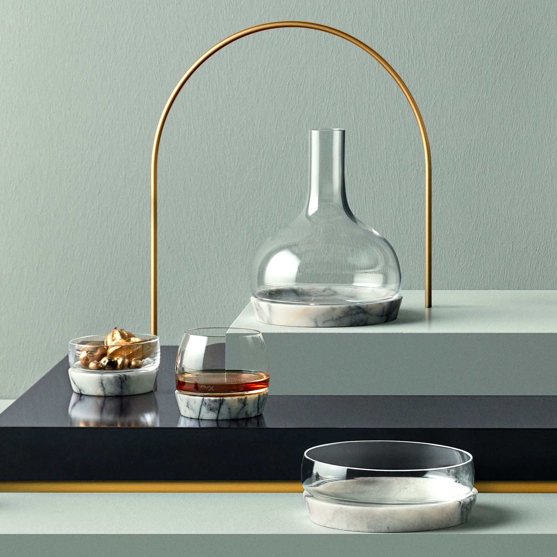 Chill Carafe With Marble Base | Clear Crystal/Marble