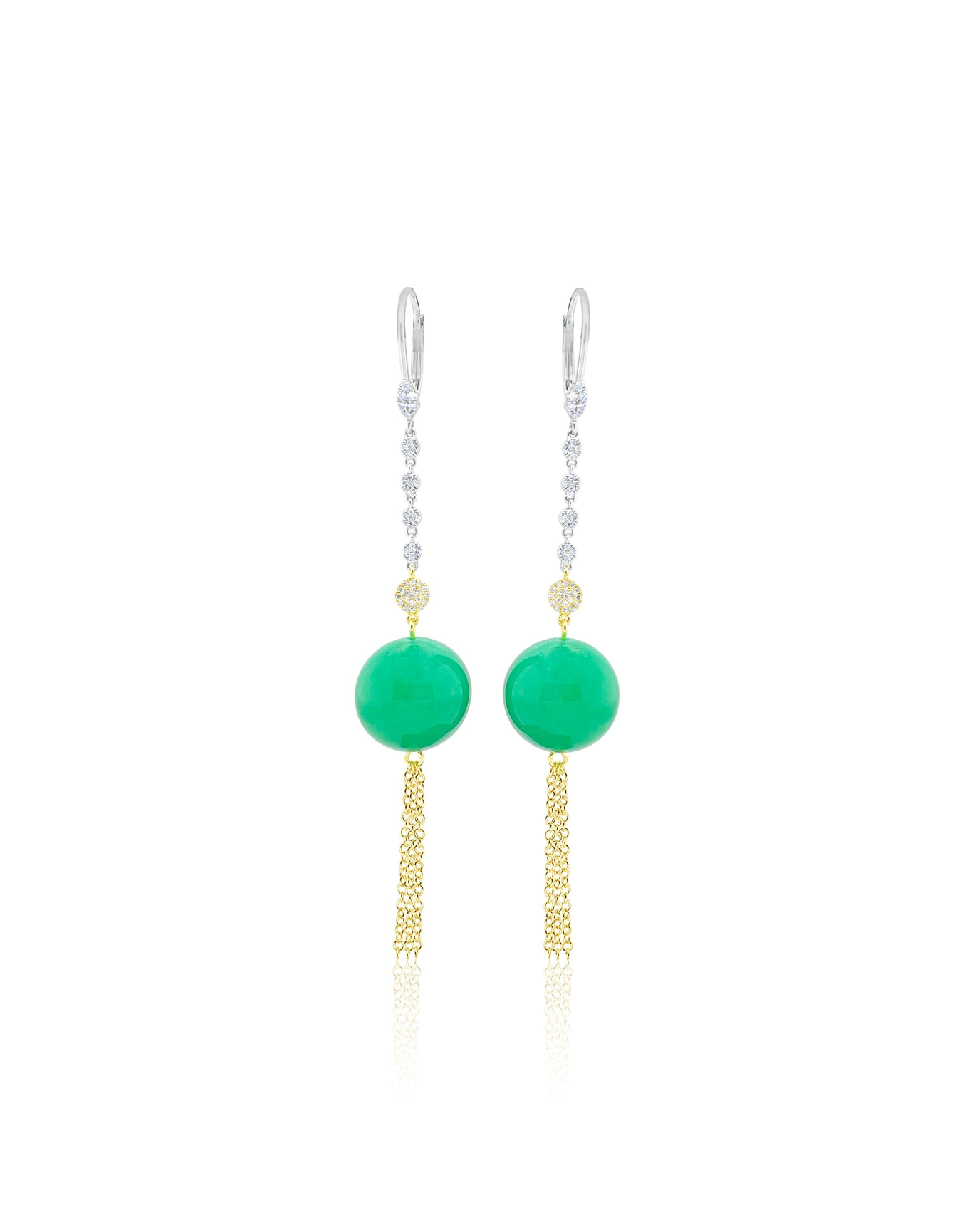 Chrysoprase Fringe Earrings | 14kt Yellow & White Gold