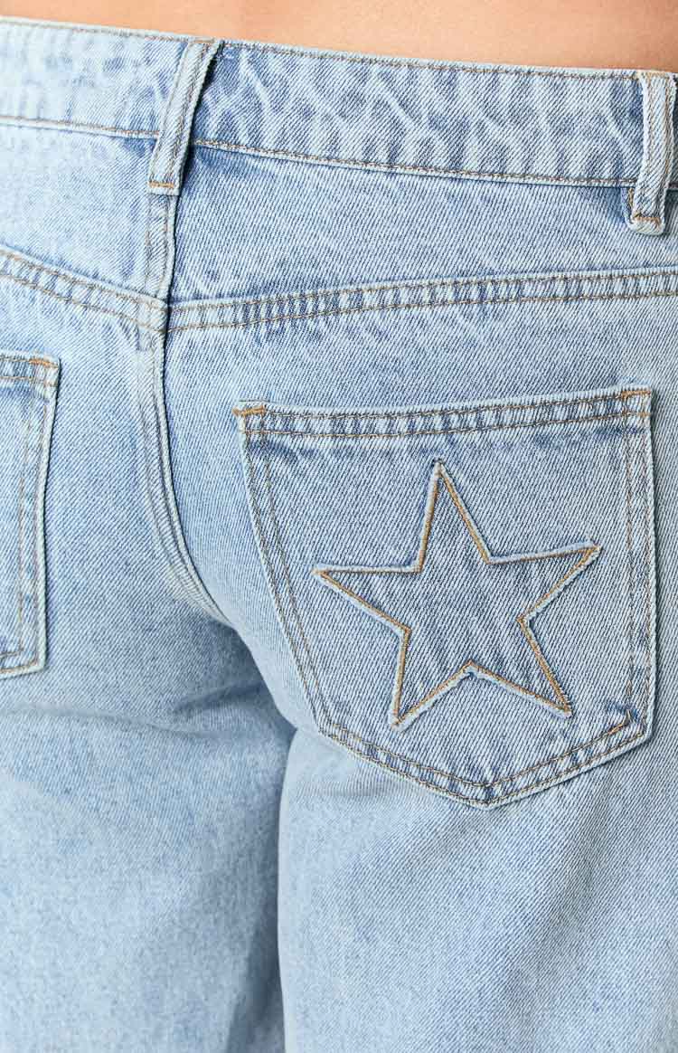 Clara Star Denim Low Rise Jeans | Light Wash