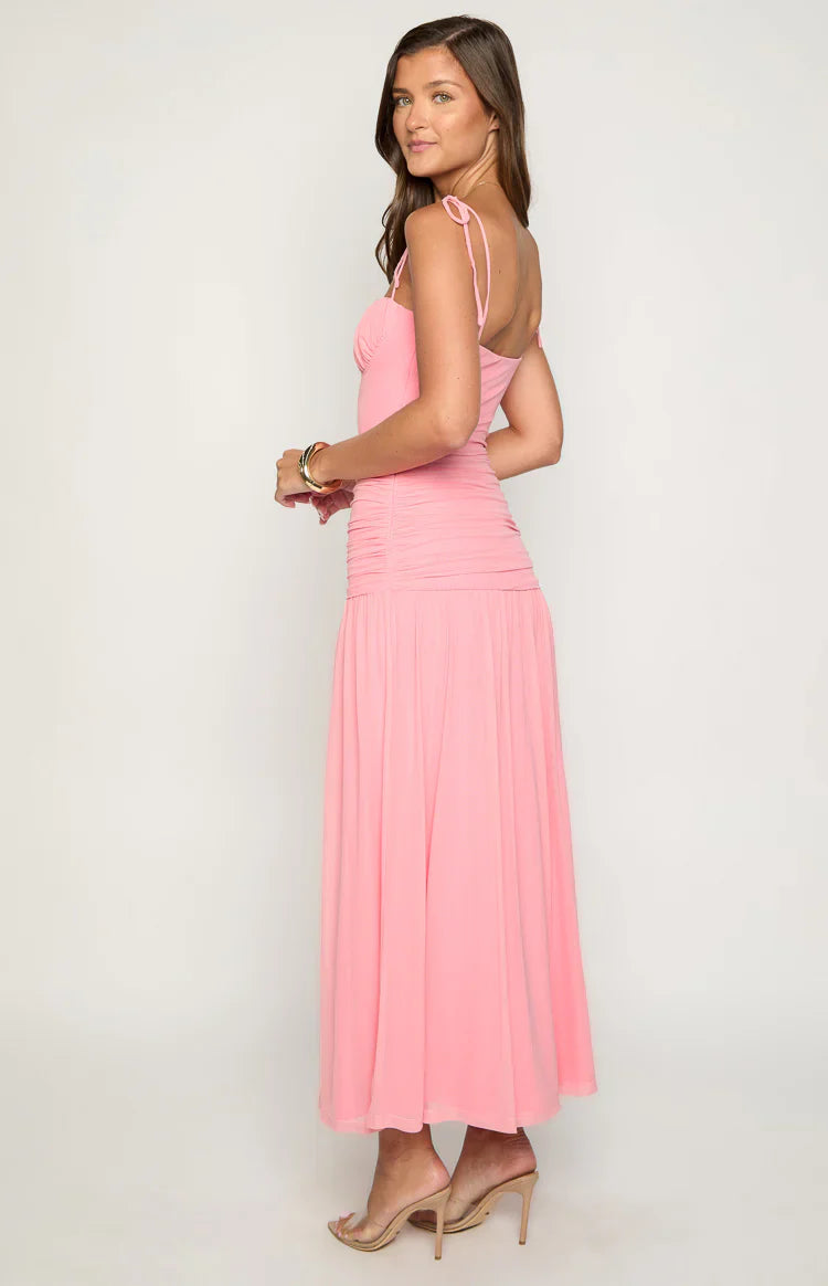 Clare Ruched Maxi Dress | Pink
