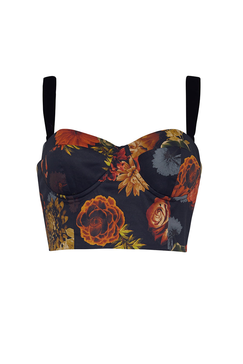 Claudine Top | Black Harvest Bloom