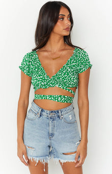 Colette Floral Crop Top | Green