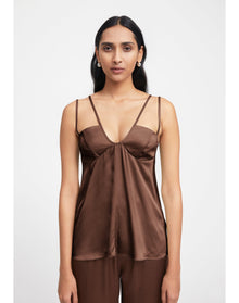 Cornel | Satin Cami Top | Chocolate