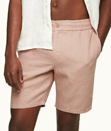 Cornell Linen Tailored Fit Washed Linen Drawcord Shorts | Caramel Pink
