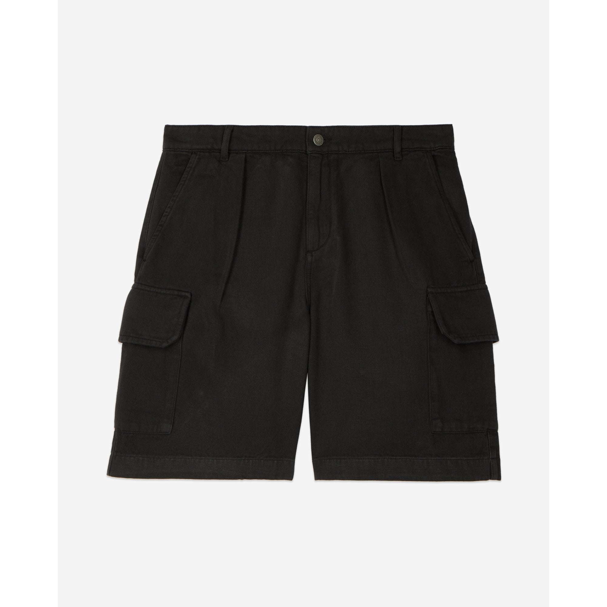 Cotton And Linen Cargo Shorts | Men | Black