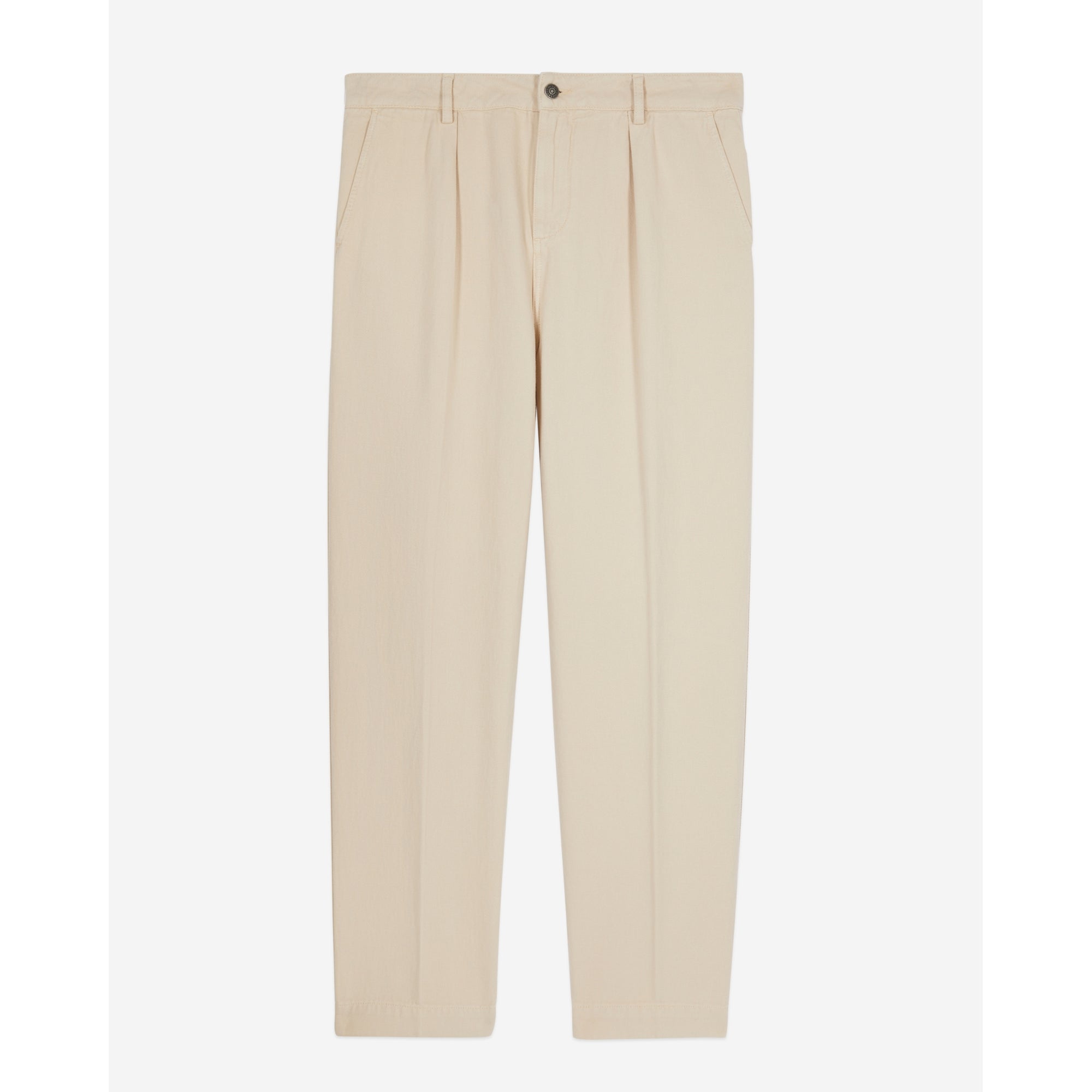 Cotton And Linen Trousers With Pleats | Men | Beige