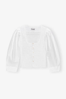 Cotton Poplin Smock Blouse | Bright White
