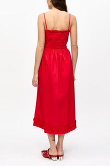 Cotton Poplin Strap Dress | Racing Red