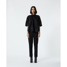 Cotton Shirt With High Neck | Women | Black