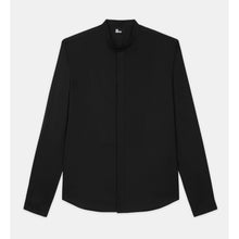 Cotton Shirt With Officer Collar | Men | Black