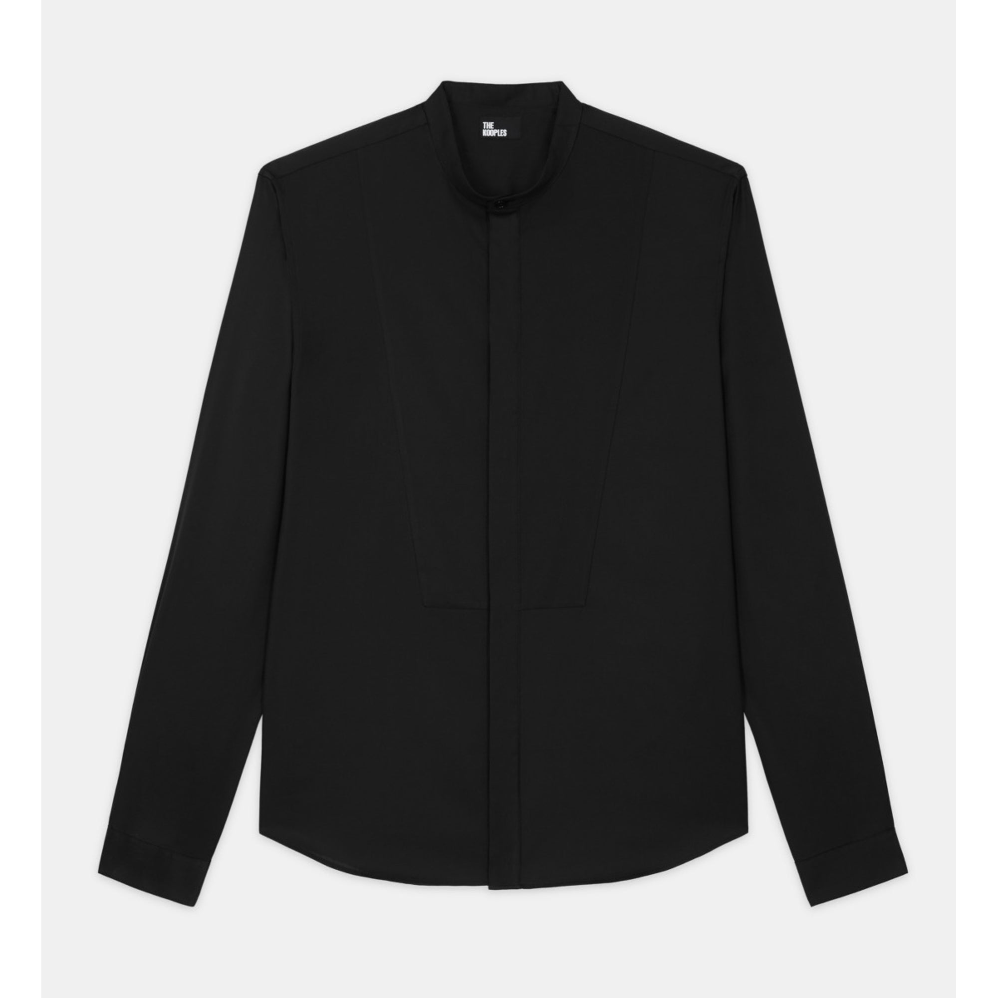 Cotton Shirt With Officer Collar | Men | Black