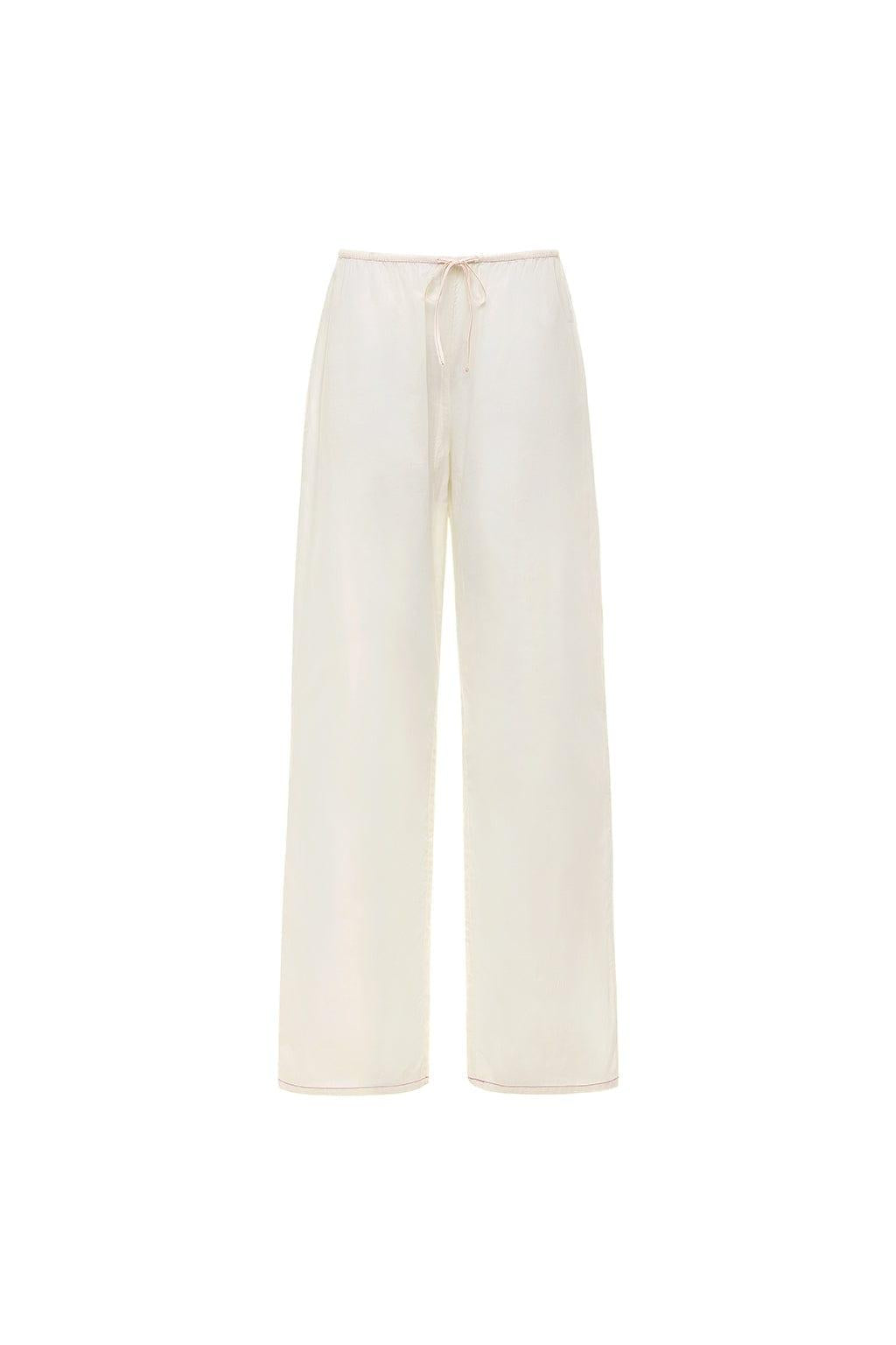 Raspberry Stitch Drawstring Pant | Cream