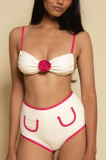 Polly Bikini Bottom | Cream Raspberry Binded