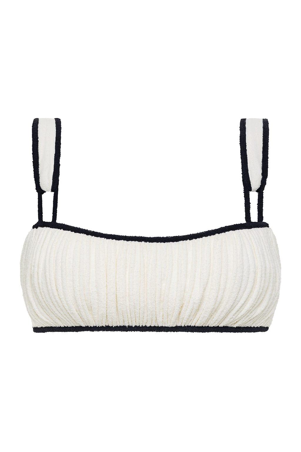 Victoria Bikini Top | Cream Black Binded Terry Rib
